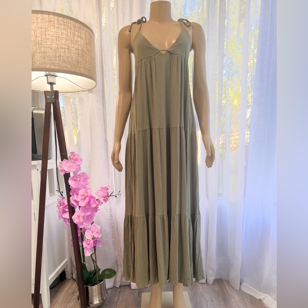 SHOP NEIGHBOR Womens Size M Medium Boho Shift Dress Olive Green